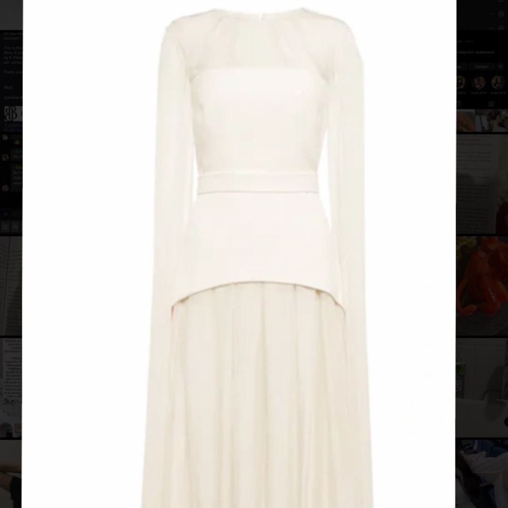 Safiyaa Ivory silk gown with polyester bustier